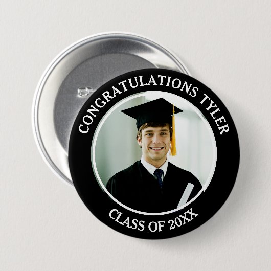 Herzlichen Glückwunsch Graduierungsname und Foto Button (Vorne & Hinten)