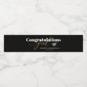 Herzlichen Glückwunsch Grand Black and Gold Script Wasserflaschenetikett (Einzelnes Label)