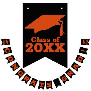 Herzlichen Glückwunsch Grand Black und Orange Wimpelkette