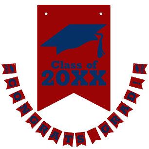 Herzlichen Glückwunsch Grand Dark Red und Blue Wimpelkette