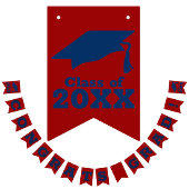 Herzlichen Glückwunsch Grand Dark Red und Blue Wimpelkette