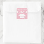 Herzlichen Glückwunsch Grand Pink Abschluss Sticke Quadratischer Aufkleber (Tasche)