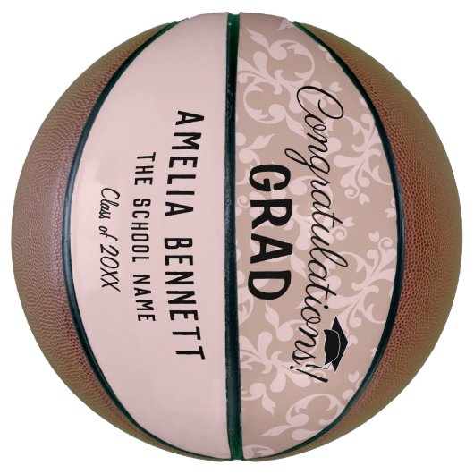 Herzlichen Glückwunsch Grand Pink Ornament Abschlu Basketball (Vertikal)