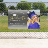 Herzlichen Glückwunsch Grau Gold Foto Abschluss Banner (Insitu)