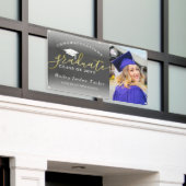 Herzlichen Glückwunsch Grau Gold Foto Abschluss Banner (Äußeres Gebäude)