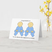Herzlichen Glückwunsch Großeltern an Twin Boys Karte (Gelbe Blume)