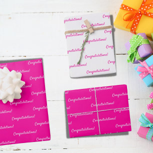 Herzlichen Glückwunsch heißrosa weiße Geburtstagsf Geschenkpapier Set