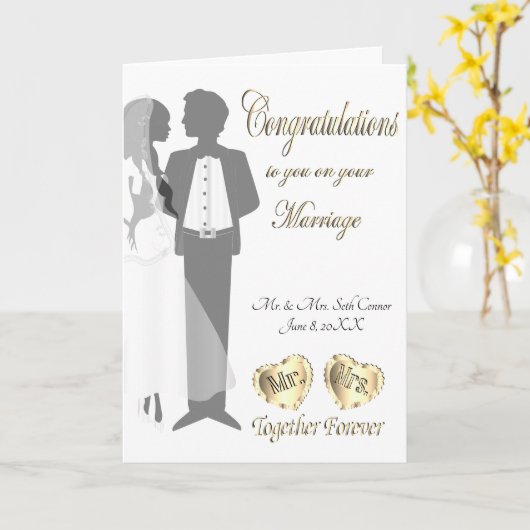 Herzlichen Glückwunsch Herrn und Frau. Karte (Gelbe Blume)