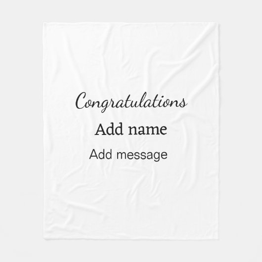 Herzlichen Glückwunsch hinzufügen Name Nachricht e Fleecedecke (Vorderseite)