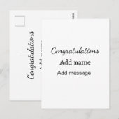 Herzlichen Glückwunsch hinzufügen Name Nachricht e Postkarte (Vorne/Hinten)