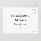 Herzlichen Glückwunsch hinzufügen Name Nachricht e Postkarte (Rückseite)