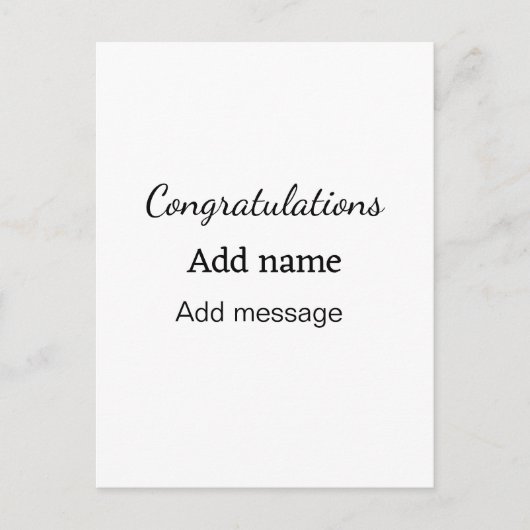 Herzlichen Glückwunsch hinzufügen Name Nachricht e Postkarte (Vorderseite)