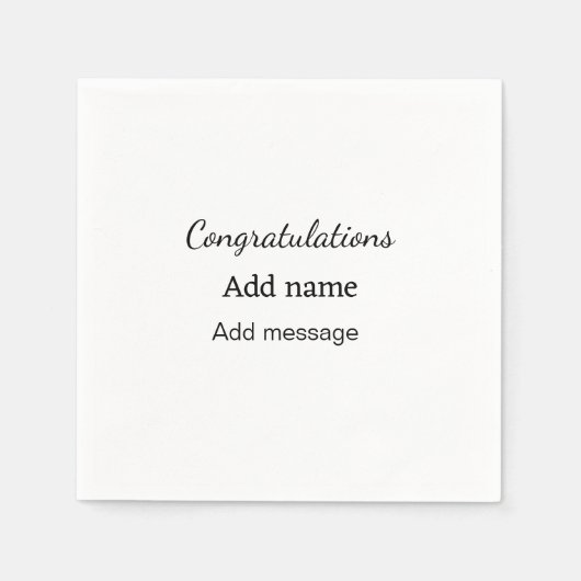 Herzlichen Glückwunsch hinzufügen Name Nachricht e Serviette (Vorderseite)