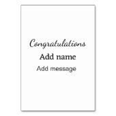 Herzlichen Glückwunsch hinzufügen Name Nachricht e Tischnummer (Rückseite)