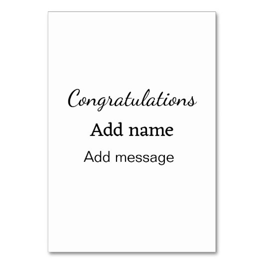 Herzlichen Glückwunsch hinzufügen Name Nachricht e Tischnummer (Vorderseite)