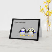 Herzlichen Glückwunsch Hochzeiten- Pinguine Karte (Gelbe Blume)