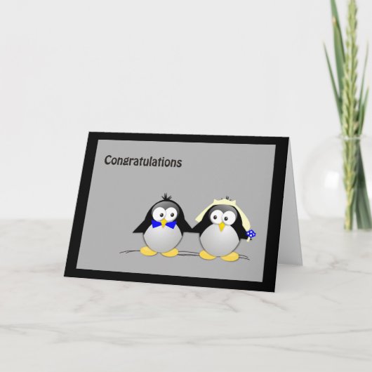 Herzlichen Glückwunsch Hochzeiten- Pinguine Karte (Vorderseite)