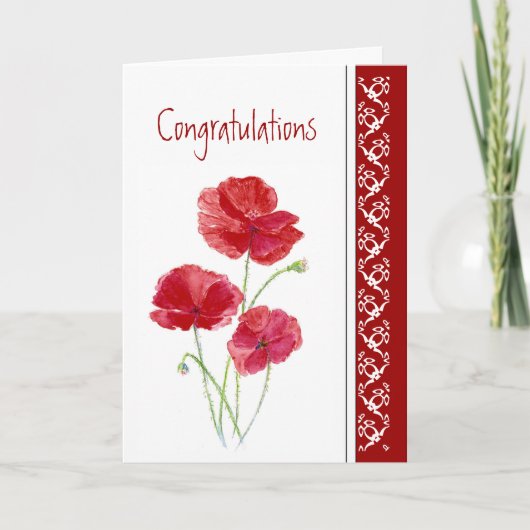 Herzlichen Glückwunsch Hochzeiten Red Poppies Gard Karte (Vorderseite)