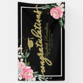Herzlichen Glückwunsch Hot Pink Floral Graduation  Banner (Vertikal)