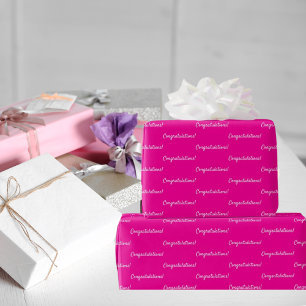 Herzlichen Glückwunsch hot pink weiß Geschenkpapier