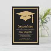 Herzlichen Glückwunsch Imitats Gold / Black Grad E Einladung (Stehend Vorderseite)