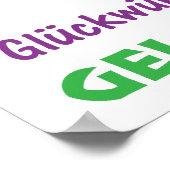 Herzlichen Glückwunsch in vielen Sprachen farbig Poster (Ecke)