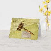 Herzlichen Glückwunsch, Juristenthema, Gavel-Dokum Karte (Gelbe Blume)