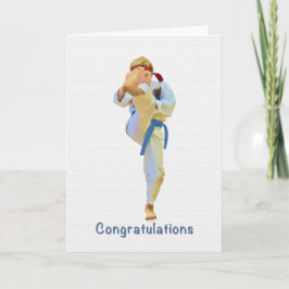 Herzlichen Glückwunsch, Karate Kicking Blue Belt C Karte