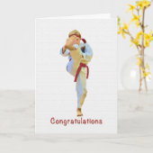 Herzlichen Glückwunsch, Karate Kicking Red Belt Ca Karte (Gelbe Blume)