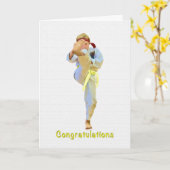 Herzlichen Glückwunsch, Karate Kicking Yellow Belt Karte (Gelbe Blume)