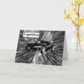 Herzlichen Glückwunsch Karte Neues Auto in Schwarz (Gelbe Blume)