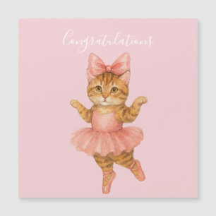 Herzlichen Glückwunsch Katze Ballerina Rosa Magnetkarte