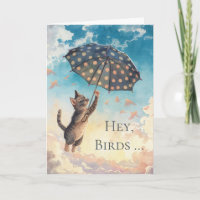 Herzlichen Glückwunsch, Katze und Regenschirm flie