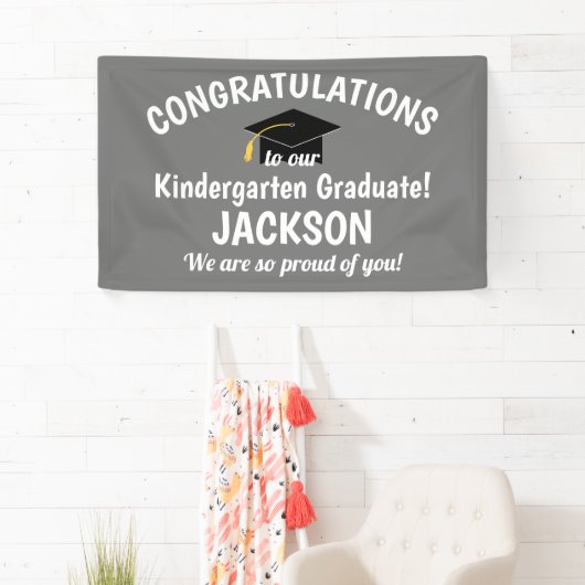 Herzlichen Glückwunsch Kindergarten Abschluss Grau Banner (Insitu)