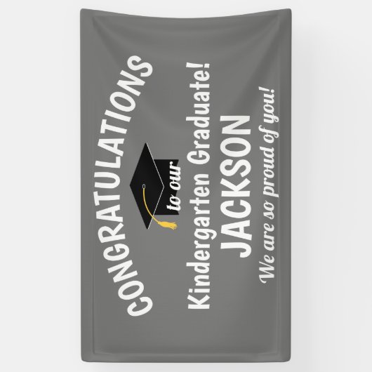 Herzlichen Glückwunsch Kindergarten Abschluss Grau Banner (Vertikal)