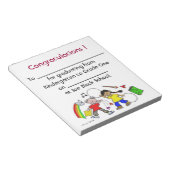 Herzlichen Glückwunsch! Kindergarten Abschluss Notizblock (angewinkelt)