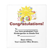 Herzlichen Glückwunsch! Kindergarten Abschluss Notizblock (Vorderseite)