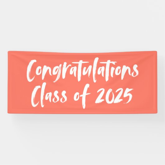 Herzlichen Glückwunsch Klasse 2025 Korallen Abschl Banner (Horizontal)