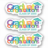 Herzlichen Glückwunsch Klasse der 20XX farbigen Ab Aufkleber (Vorderseite)