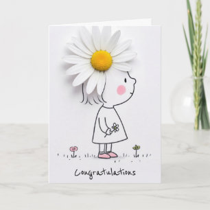 Herzlichen Glückwunsch Kleines Mädchen mit einer w Karte