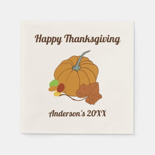 Herzlichen Glückwunsch, Kürbis, Name und Datum der Serviette (Vorderseite)