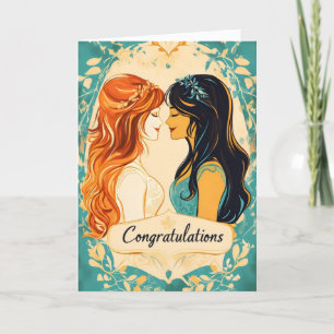 Herzlichen Glückwunsch Lesbian Wedding Colorful Feiertagskarte