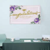 Herzlichen Glückwunsch Lila Blumenstudium Party Banner (Messeveranstaltung)