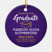 Herzlichen Glückwunsch Lila und Gold Abschluss Fot Keramik Ornament (Vorne)