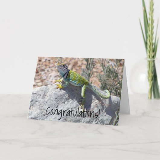 Herzlichen Glückwunsch Lizard Sonnenbaden Fügen Si Karte (Vorderseite)