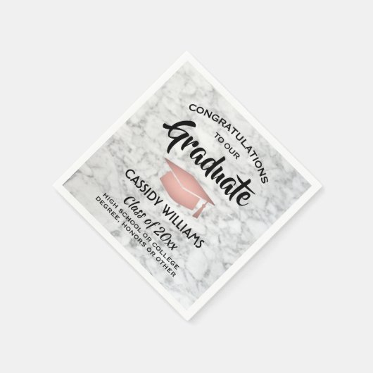 Herzlichen Glückwunsch Marble & Pink Trendy Abschl Serviette (Ecke)