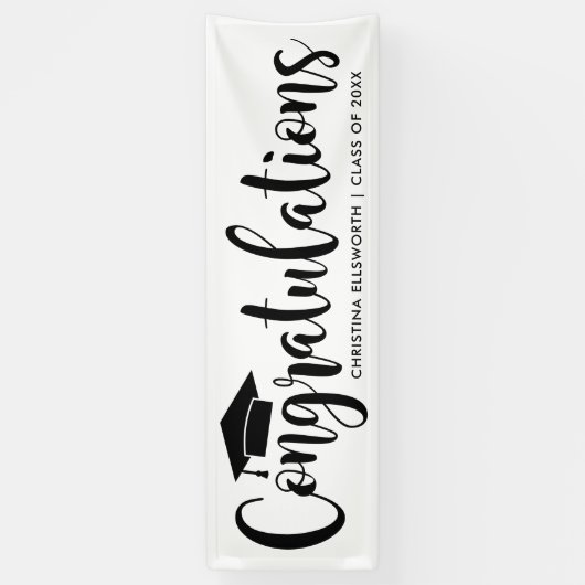 Herzlichen Glückwunsch Modern Black 2025 Abschluss Banner (Vertikal)