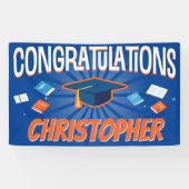 Herzlichen Glückwunsch Modern Blue School Abschlus Banner (Horizontal)