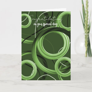 Herzlichen Glückwunsch Modern Green Swirl Karte