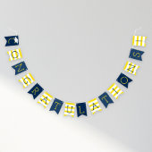 Herzlichen Glückwunsch Modern Navy Blue Yellow Abs Wimpelkette